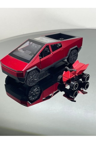 Tesla Cyber Truck 1:32 Ölçek Metal Çek Bırak 12 Cm Oyuncak Araba - Kırmızı