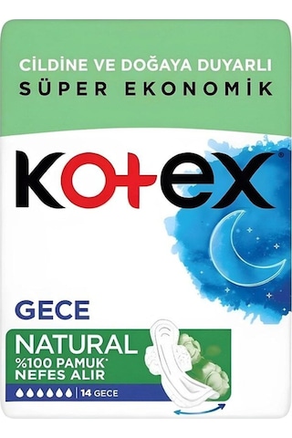 Kotex Natural Gece Hijyenik Ped 14'lü 12 Adet