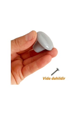 8 Adet Sert Plastik Mantar Düğme Kulp Gri Dolap Mobilya Mutfak Dolabı Çekmece Kapak Kulpu Kulbu