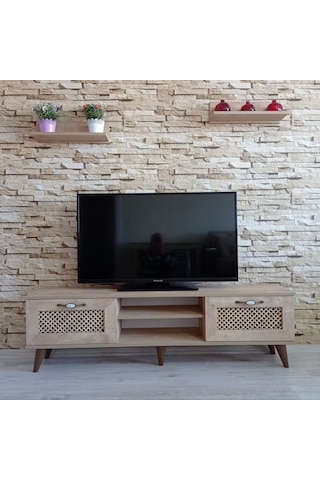Mobilya Sepeti (Ms 50) Tv Ünitesi Dolabı,Raflı,Seperatörlü Meşe