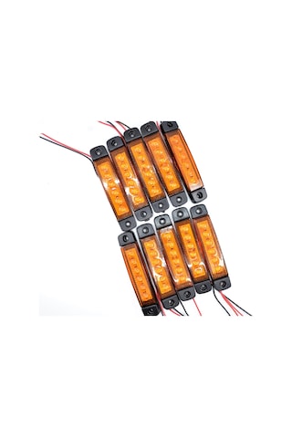 10 Adet Sarı Turuncu Parmak Lamba 6 Led Su Geçirmez 12v 24v Emir