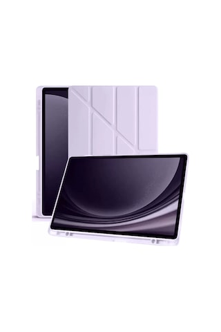 Samsung Galaxy X610 Tab S9 Fe Plus 12.4 Kılıf Kalemlikli Mars Tablet Kılıfı - Lila Arka Kapak