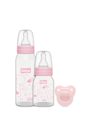 Bebsi Biberon Ve Emzik Seti Pp Pembe 250ml+ 125ml+ Emzik