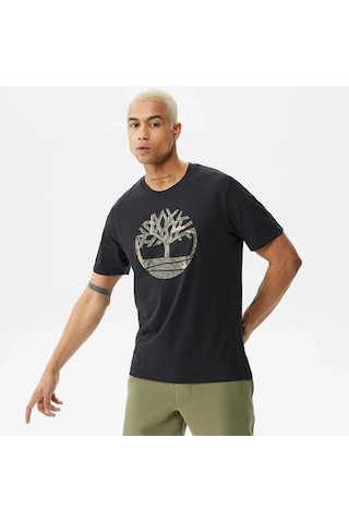 Timberland Tree Logo Camo Erkek Tişört Siyah 001