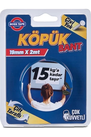 Boss Tape 2985 Çift Taraflı Köpük Bant 19mmx2m Çok Kuvvetli 15kg