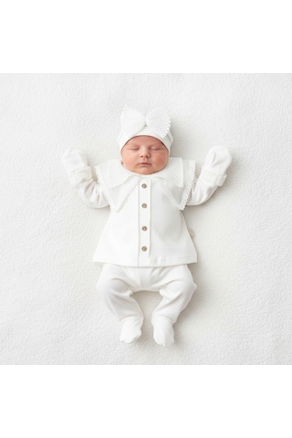 Ürünya Kız Bebek 0-6 Ay 5 Li Set - Beyaz