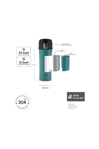 Karaca Pluton Çelik Sızdırmaz Termos Çağla Yeşili 350 ml
