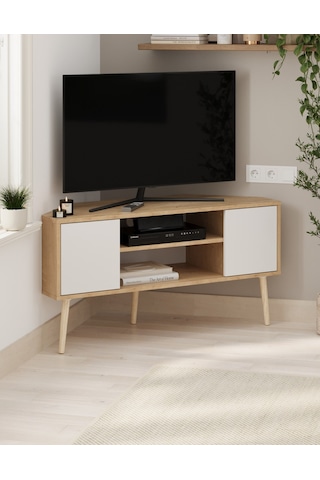 Tv Sehpası 2 Kapaklı Tv Sehpası Tv Ünitesi Televizyon Sehpası Tv Sehpası Kıbrıs Safir Meşe Beyaz Safir Meşe - Beyaz