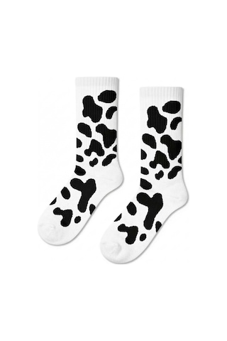 Carnaval Socks Siyah Benekli Inek Desenli Renkli Spor Çorap Çok Renkli