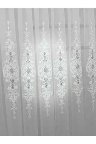 Selen 2895 Gümüş 1/2,5 Pileli Tül Perde, 100 X 270 Çok Renkli