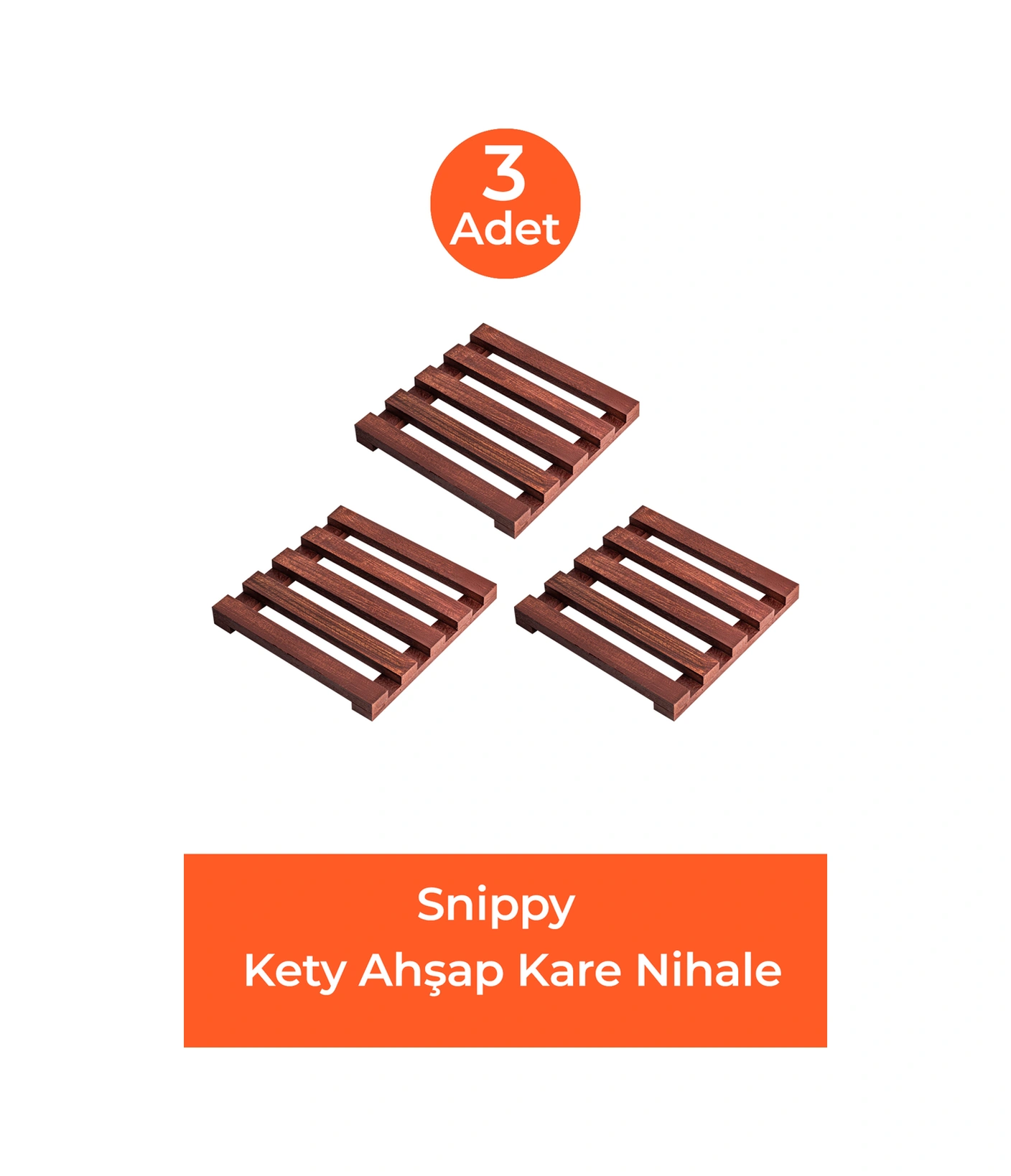 Snippy Kety - 3'lü Ahşap Kare Nihale Ahşap