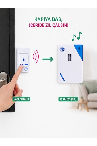 Kırgıl Wireless Kablosuz Kapı Zili 32 Melodili Pilli Kapı Zili