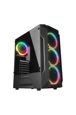 Rampage Fusıon 650w 80+ Bronze 4 12cm Rainbow Temperli Camlı Atx Mid-t Gaming Oyuncu Kasası