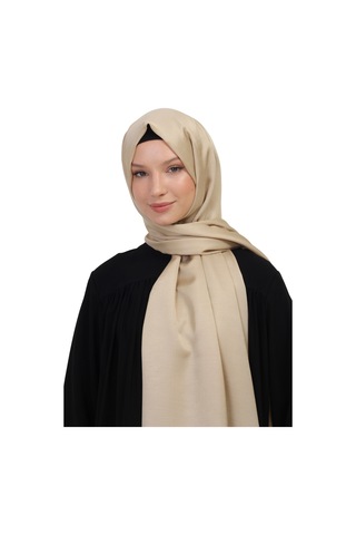 Çift Taraflı Düz Jakar Şal Parlak & Mat Dokulu, Özel Gün Şalı, Düz Renk Kum Bej