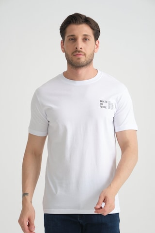 Shooter Sportwear Shooter Erkek Pamuklu T-shirt Premium Kalite Minimal Tasarım Regular Kalıp Beyaz