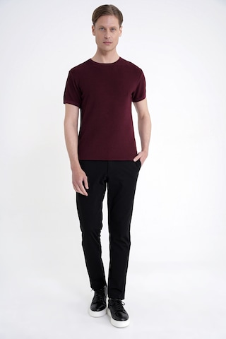 Efor Comfort Fit Rayon Karışımlı Bordo Bisiklet Yaka Tişört Ts 925