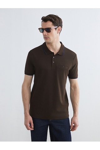 Lcwaıkıkı Classic Kahverengi Polo Yaka Erkek Dokulu Tişört