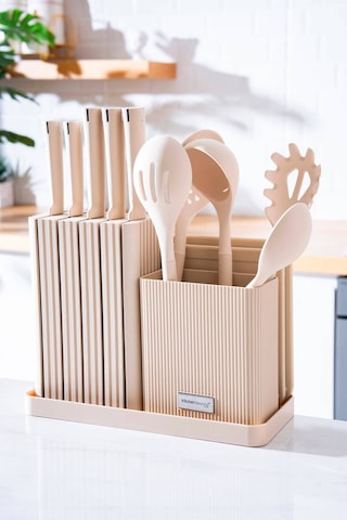 Cooper 14 Parça Standlı Kesme Tahtası Servis Ve Bıçak Seti Diğer