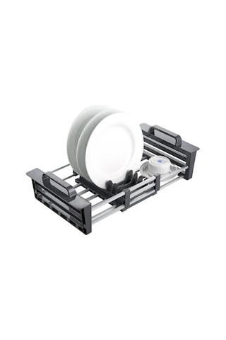 Primanova Bianka Genişletilebilir Lavabo Üstü Alüminyum Bulaşık S Gri