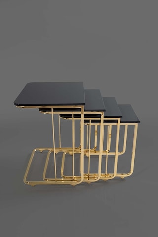 Tekerlekli Veys Sehpa Gold 4 Lü Zigon Sehpa - Orta Sehpa - Yan Se (550697034)