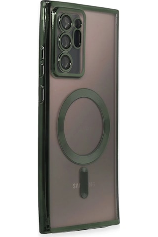 Newface Samsung Galaxy Uyumlu Note 20 Ultra Kılıf Kross Magneticsafe Kapak - Glblseme - 84 Koyu Yeşil