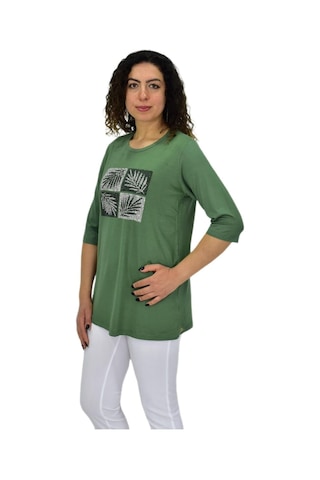 Caftan Kadın Kısa Kol Taşlı Bluz Bgl-st04710 Yeşil