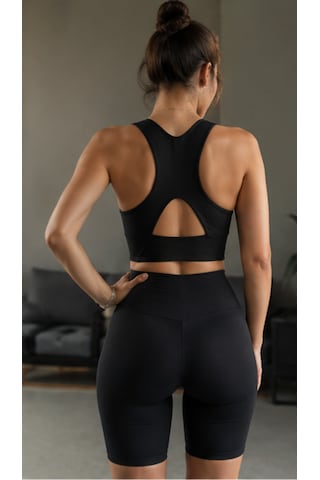 Cocosushicooo Kadın Siyah Spor Takım Esnek Kumaş Yüksek Bel Biker Tayt Ve Spor Büstiyer Takım