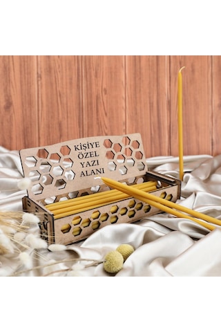 Kişiye Özel Yazı Alanıyla El Yapımı Bal Mumu Seti