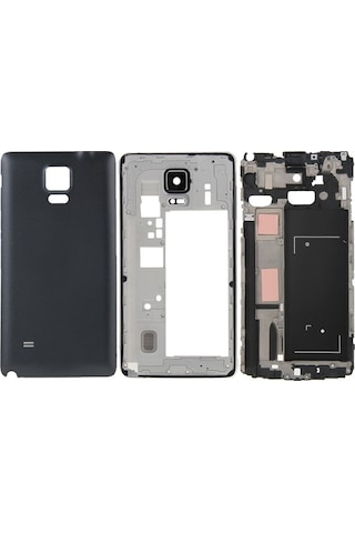 Cbtx Galaxy Note 4 / N910f Uyumlu Tam Muhafaza Kapağı Ön Muhafaza Lcd Çerçeve Çerçeve Plakası Pil Arka Kapağı Siyah