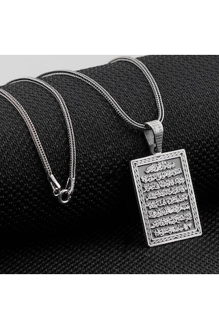 925 Ayar Gümüş Ayetel Kursi Erkek Kolye 554141379