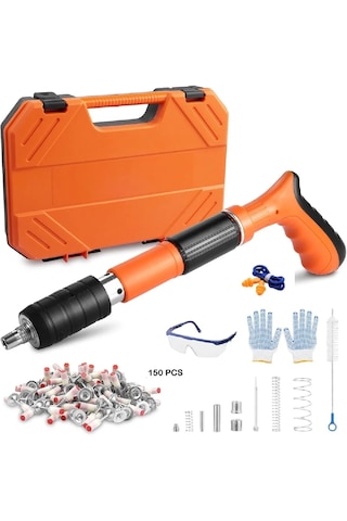 Barutlu Çivi Çakma Tabancası Seti 150 Çivi + Gözlük + Eldiven