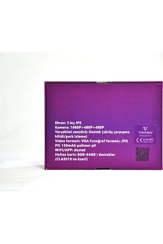 Vrpro Araç İçi Yol Kayıt 3 Kameralı 1080p Wıfi-app