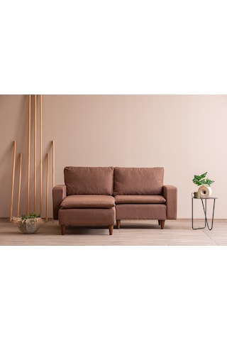 Lungo Modüler Mini Köşe Koltuk Takımı L Koltuk - Açık Kahve Keten Kahverengi