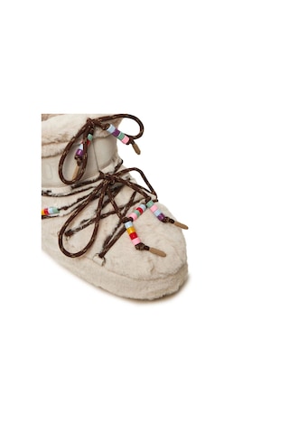 L002 Cream Bot Kar Kadın 80d1409470-l002 Moon Boot Icon Low Faux Fur Beads Cream Krem