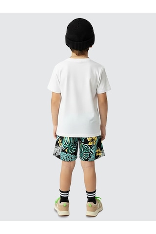 Denokids Erkek Çocuk Takım Timsah Hawaii Baskılı T-shirt Şort İkili Takım Yazlık 2-8 Yaş Çok Renkli