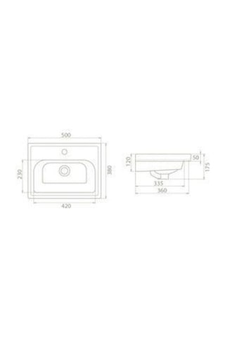 Turkuaz Seramik Cerastyle Frame Etajer Uyumlu Sağdan Delik Lavabo 50 x 28 CM