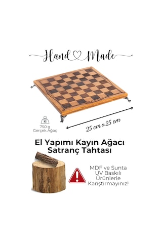 Mc102 Satranç Takımı 25x25cm - Bizans Figürlü Metal Taşlar Gerçek Ağaç Tahta El Yapımı Hediyel