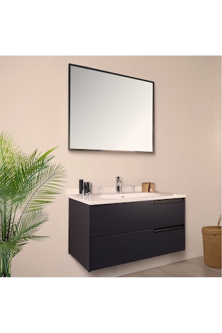 Kobos Eylül 100 Cm Banyo Dolabı Seti Argento Antrasit