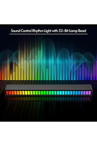 Shineyee 3'lü Rgb Sesli Ritim Lambası - 18 Renk Modu, Akıllı Gürültü Azaltma, 4 Seviye Parlaklık Ve 5 Seviye Hız Ayarı - Siyah Type-c Usb Işık 32 Led