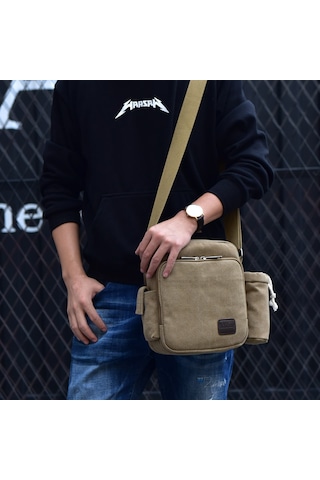 Moda Günlük Kanvas Çok Bölmeli Omuz Çantası D6663-s Haki