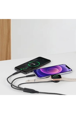 Ally 2x Type-c 100w-27w + Apple Uyumlu Watch İçin Type-c Şarj Kablosu- 5775 Standart