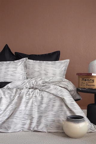 İssimo Home Galaxy %100 Pamuk Saten Çift Kişilik Nevresim Takımı Siyah - Beyaz