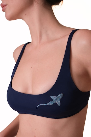 Sogliola Lüks Tasarım Bikini Takımı Nakışlı, Ayarlanabilir Askılı Ve Pedli Retro Bikini Lacivert