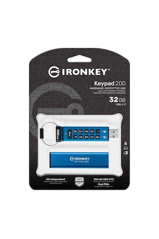 Kingston Ikkp200-32gb 32gb Ironkey Keypad 200, Fıps 140-3 Lvl 3 Pending Flash Bellek Kdo