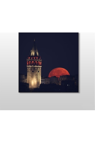 Galata Kulesi Kızıl Kanvas Tablo 90x90cm