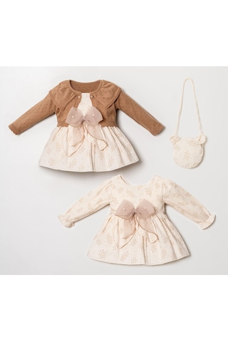 Cocosiss Trıko Prenses Dress Çantalı Takım Kahverengi