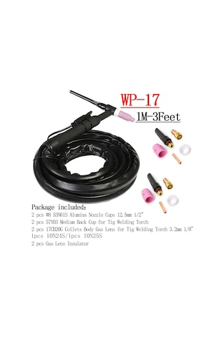 Xurunkeji Wp17 150a Tıg Torç 1m Tam Esnek Kafa Hava Soğutmalı W Sarf Malzemeleri