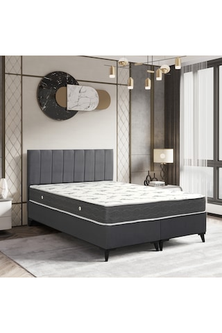 Easy Comfort Çift Kişilik Yatak Baza Başlık Set 3'lü Set Sandıksız Gri Konuma Özel Teslimat 150x200