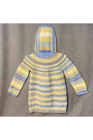 Uretti - Tuğba 9352 - El Örgüsü Kapüşonlu Renkli Erkek Çocuk Hırka - 5 Yaş Çok Renkli