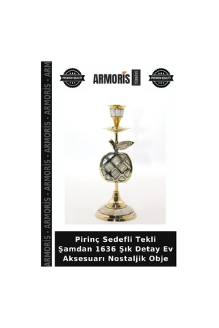 Pirinç Sedefli Tekli Şamdan 1636 Şık Detay Ev Aksesuarı Nostaljik Obje Çok Renkli